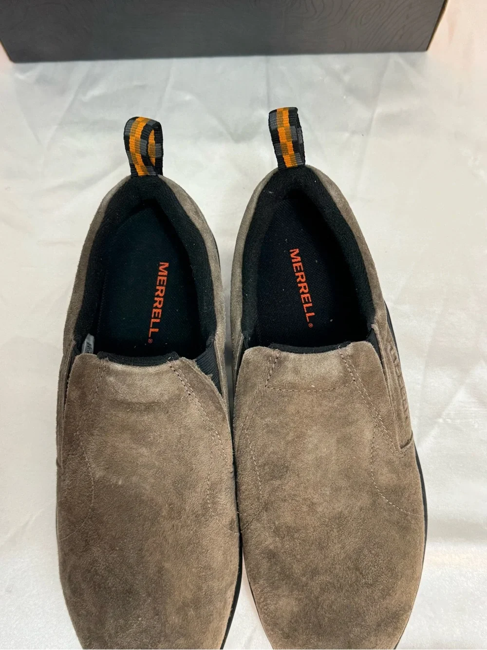 Merrell Jungle Moc Men’s Slip-On Shoes Gunsmoke Brown Suede- New In Box